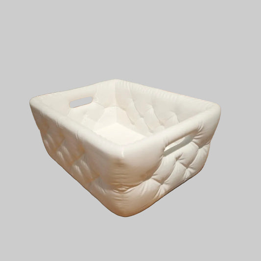 Cesto Decorativo Coquette – Design Acolchoado Capitoné Branco