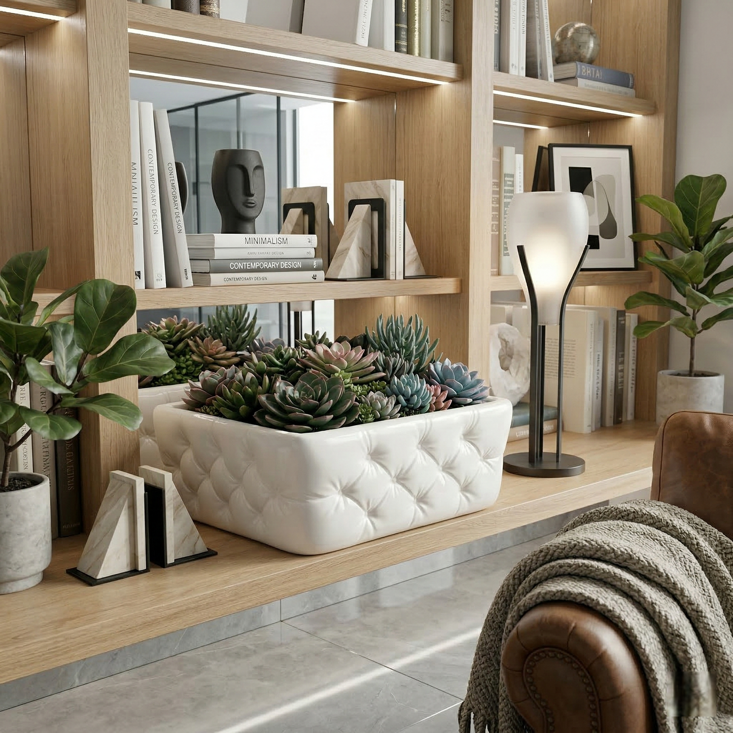 Cesto Decorativo Coquette – Design Acolchoado Capitoné Branco